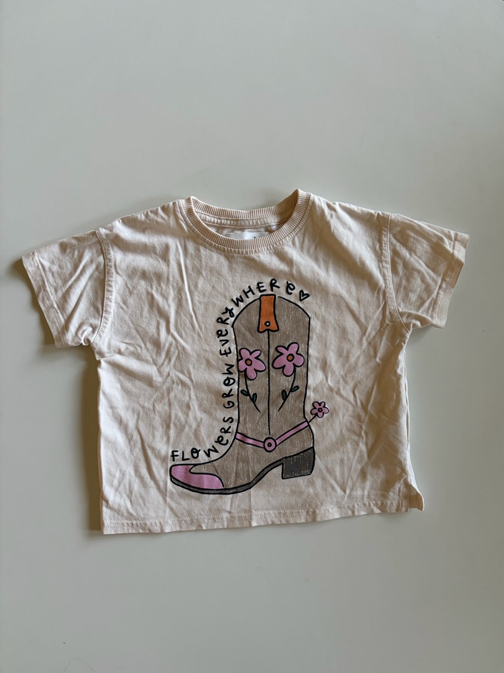 Kids Graphic Tee with Floral Cowboy Boot